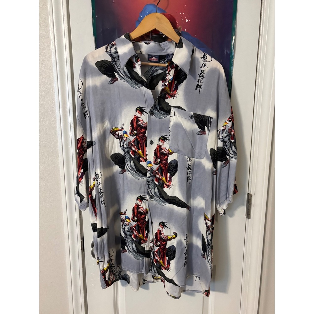Vintage Arpino Anime Manga Graphic Shirt Mens XL Rayon Martial Arts Streetwear